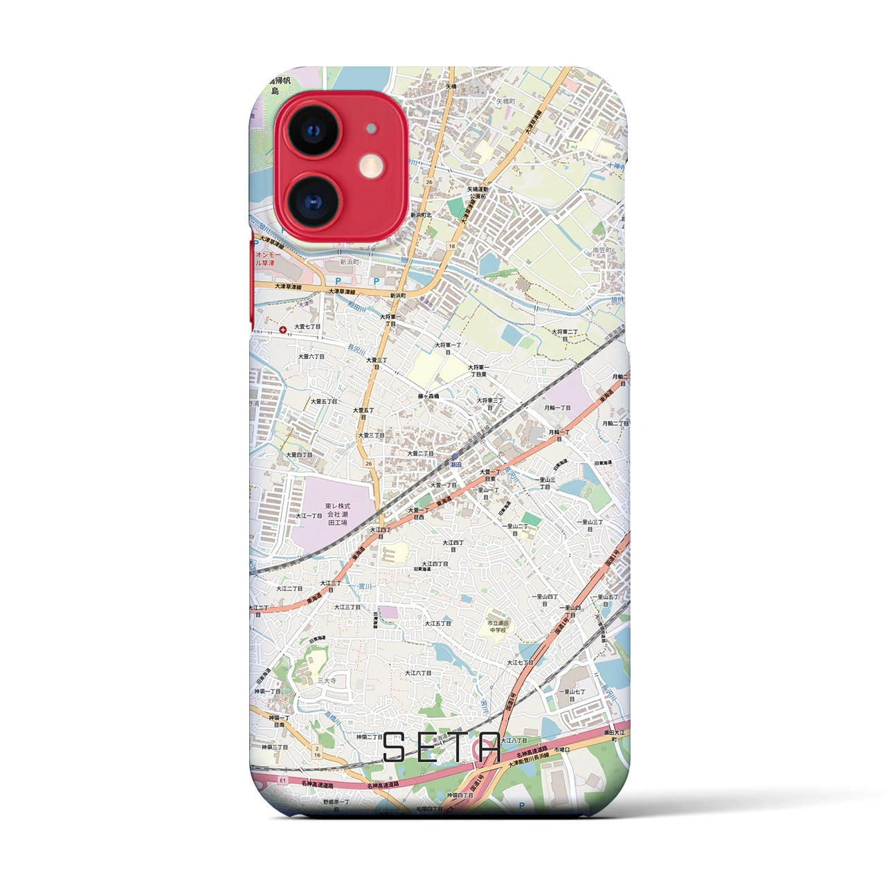 【瀬田（滋賀県）】地図柄iPhoneケース（バックカバータイプ）