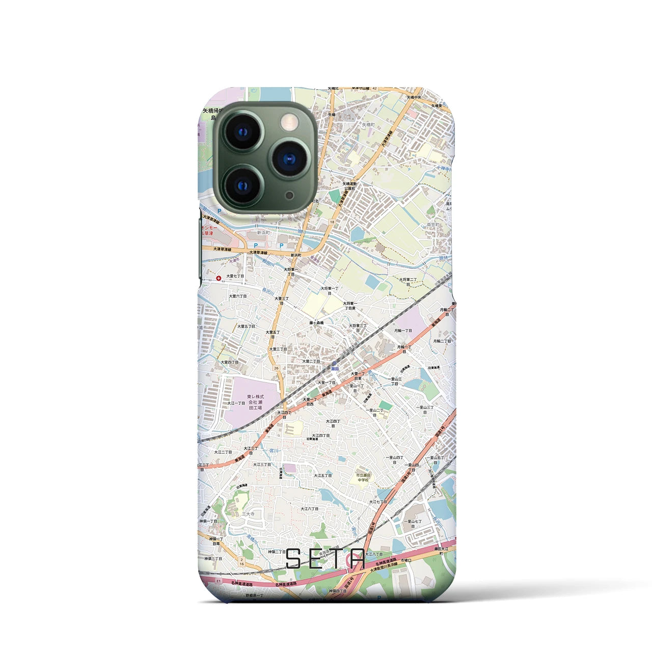 【瀬田（滋賀県）】地図柄iPhoneケース（バックカバータイプ）