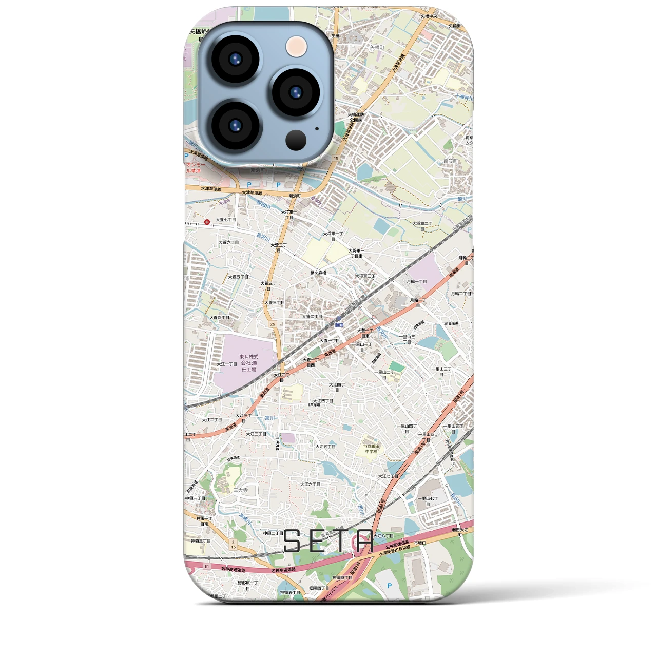 【瀬田（滋賀県）】地図柄iPhoneケース（バックカバータイプ）