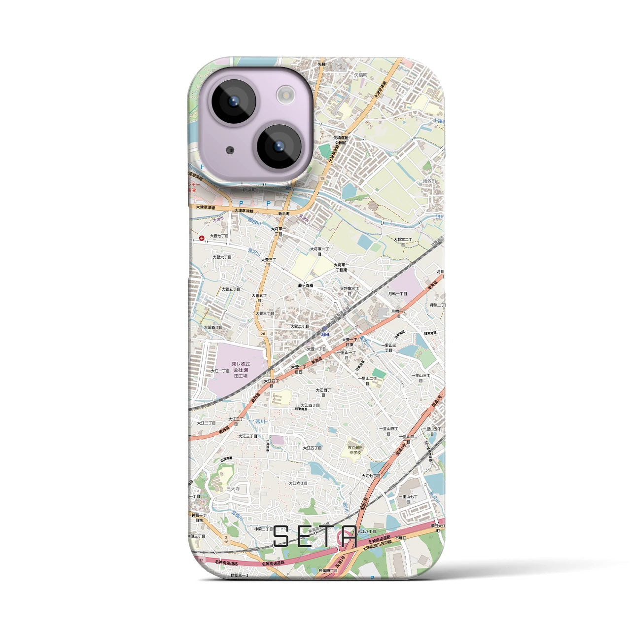 【瀬田（滋賀県）】地図柄iPhoneケース（バックカバータイプ）