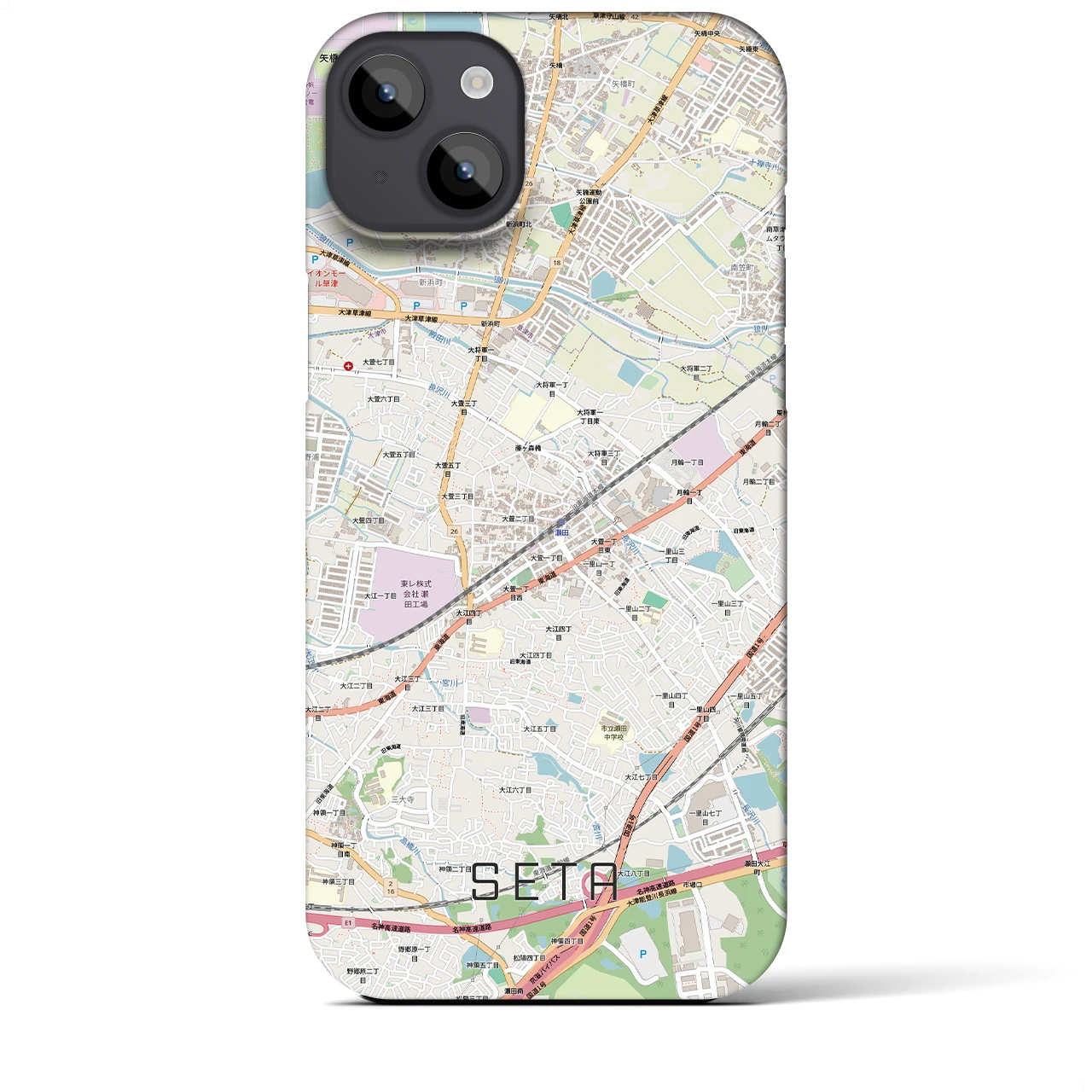 【瀬田（滋賀県）】地図柄iPhoneケース（バックカバータイプ）