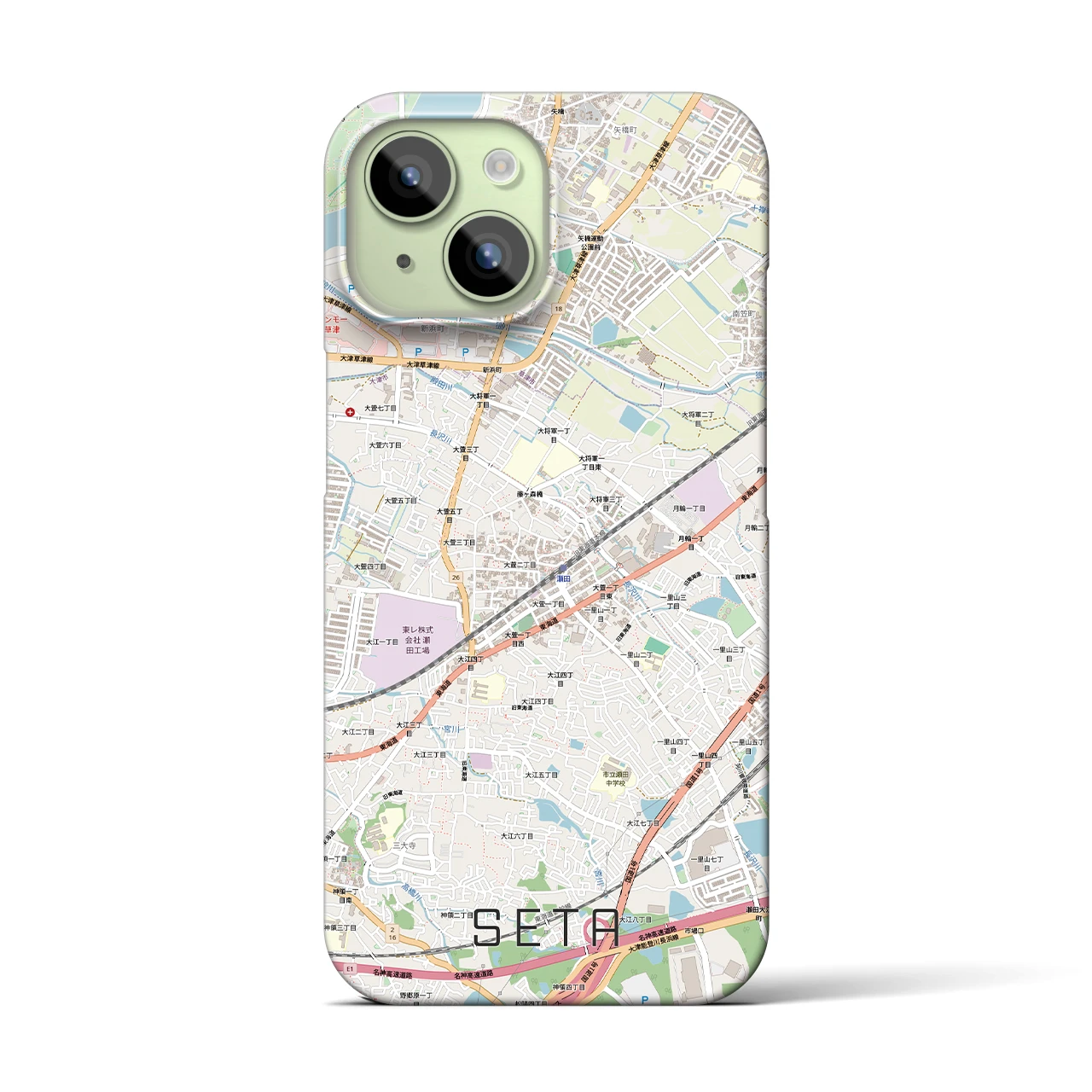 【瀬田（滋賀県）】地図柄iPhoneケース（バックカバータイプ）