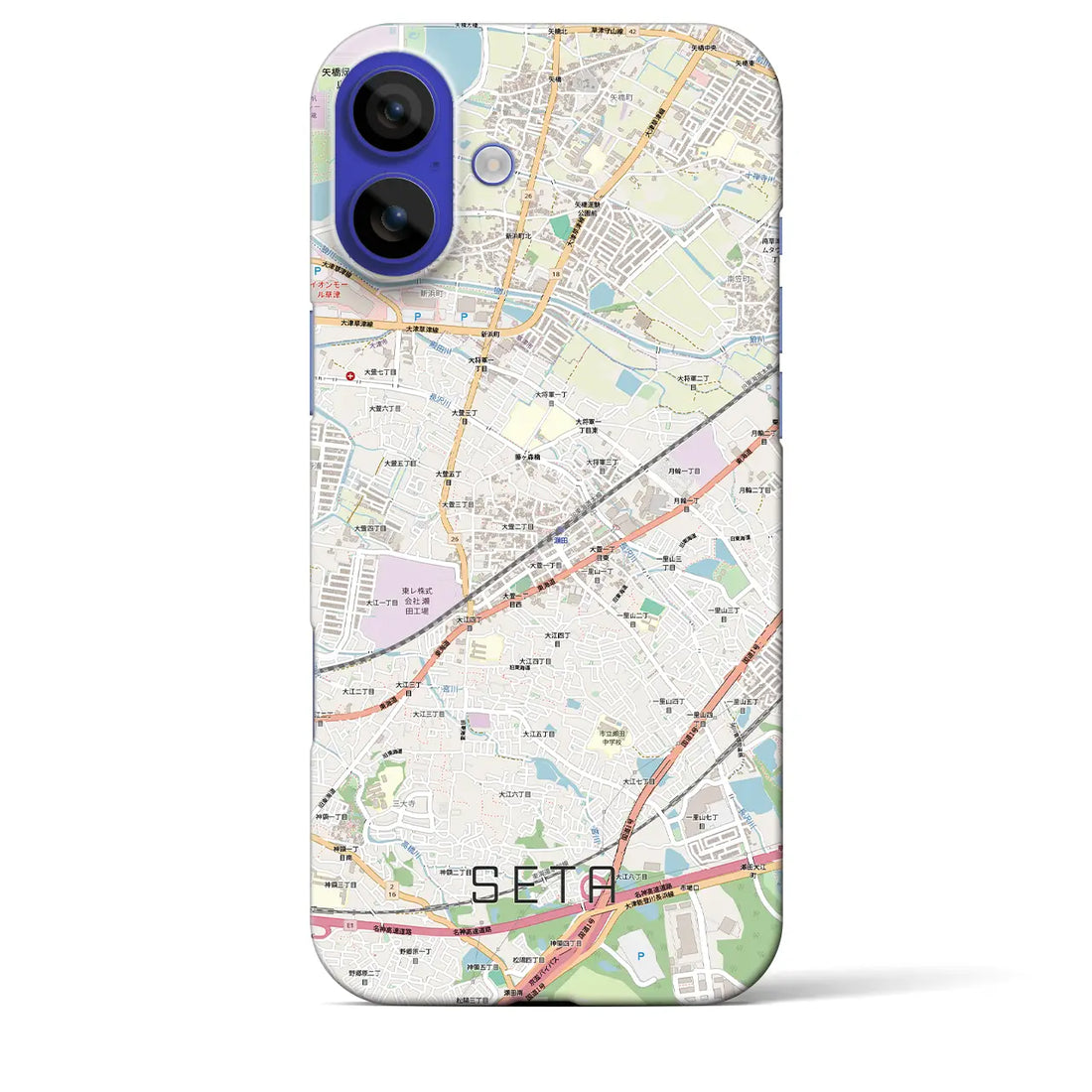 【瀬田（滋賀県）】地図柄iPhoneケース（バックカバータイプ）ブラック・iPhone 16 Pro Max 用