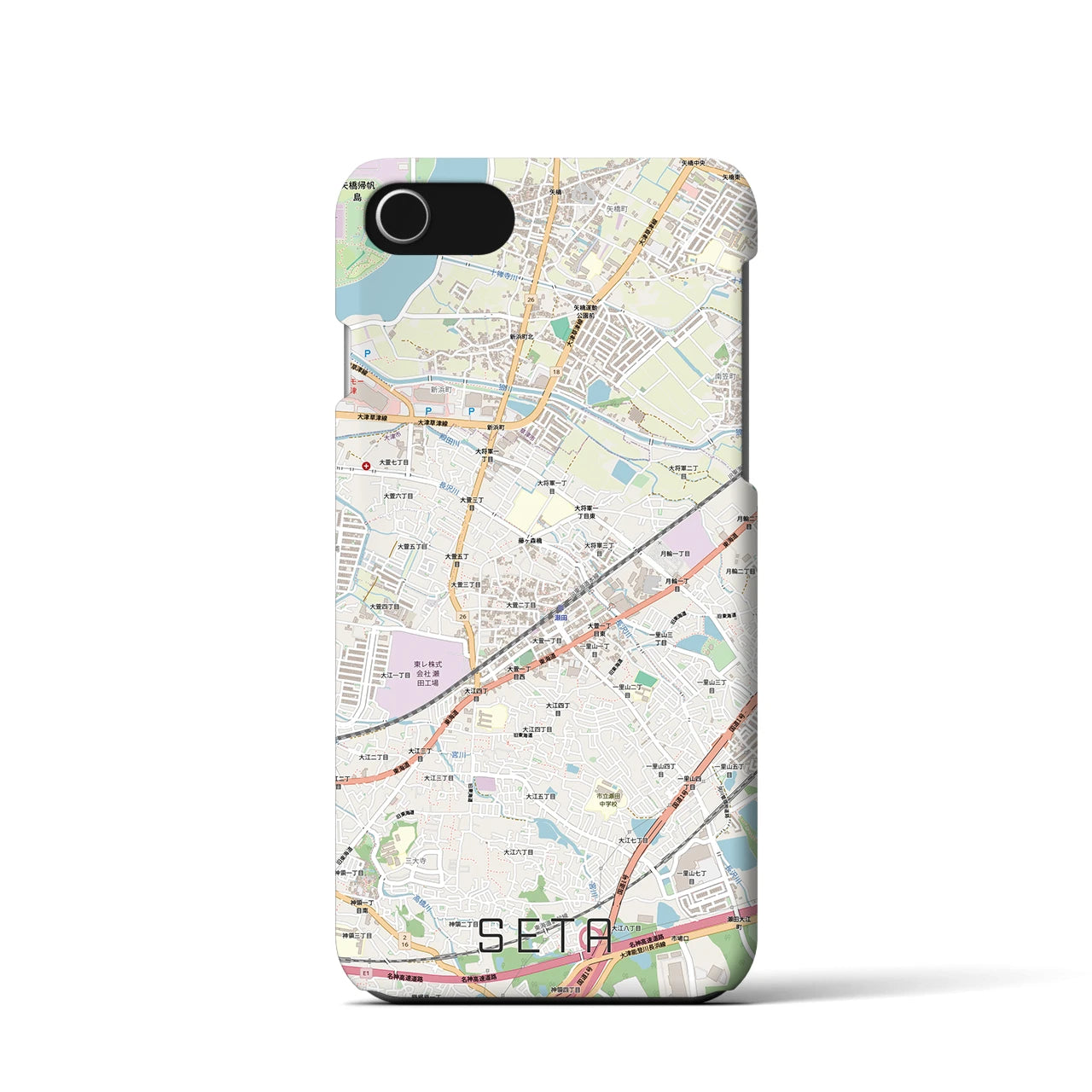 【瀬田（滋賀県）】地図柄iPhoneケース（バックカバータイプ）