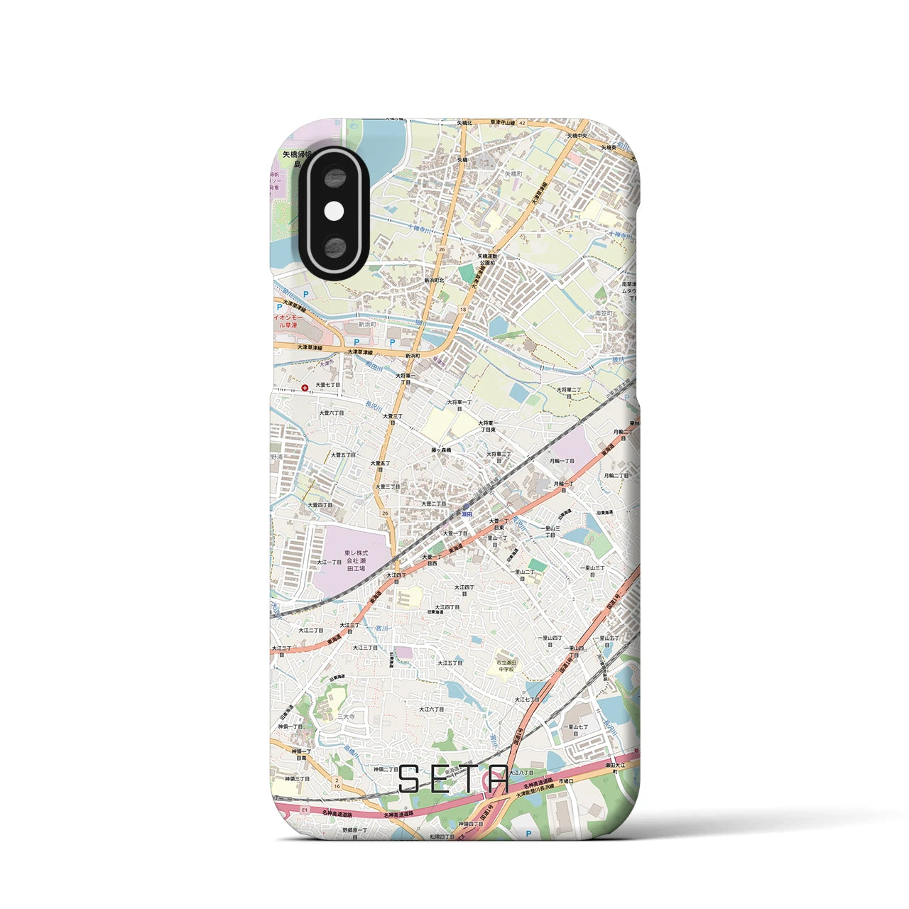 【瀬田（滋賀県）】地図柄iPhoneケース（バックカバータイプ）
