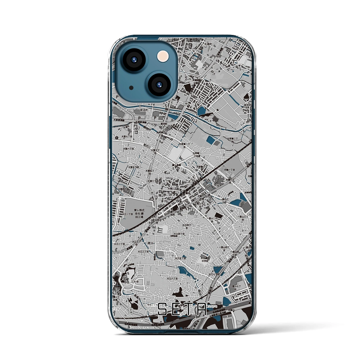 【瀬田（滋賀県）】地図柄iPhoneケース（クリアタイプ）