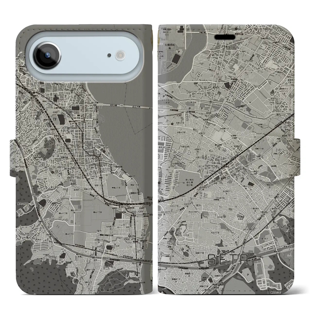 【瀬田（滋賀県）】地図柄iPhoneケース（手帳タイプ）