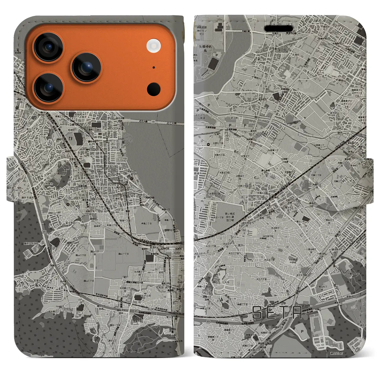 【瀬田（滋賀県）】地図柄iPhoneケース（手帳タイプ）