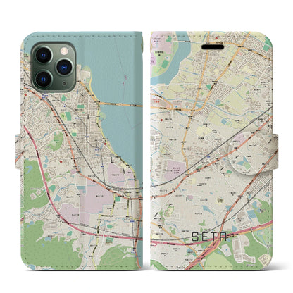 【瀬田（滋賀県）】地図柄iPhoneケース（手帳タイプ）