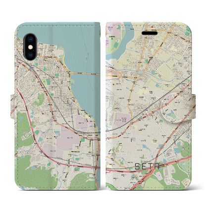 【瀬田（滋賀県）】地図柄iPhoneケース（手帳タイプ）