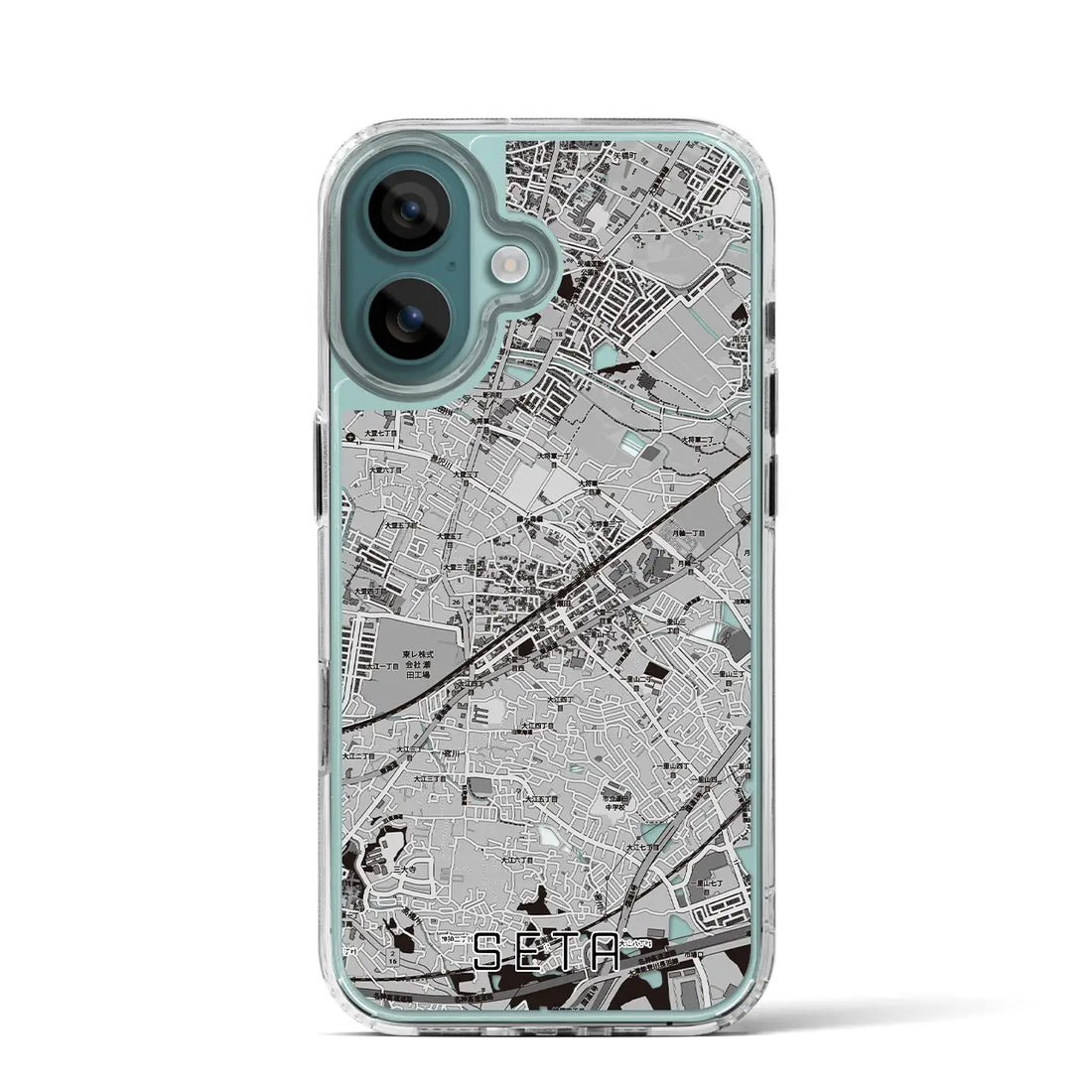 【瀬田（滋賀県）】地図柄iPhoneケース（MagSafeタイプ）モノトーン・iPhone 16 Pro 用
