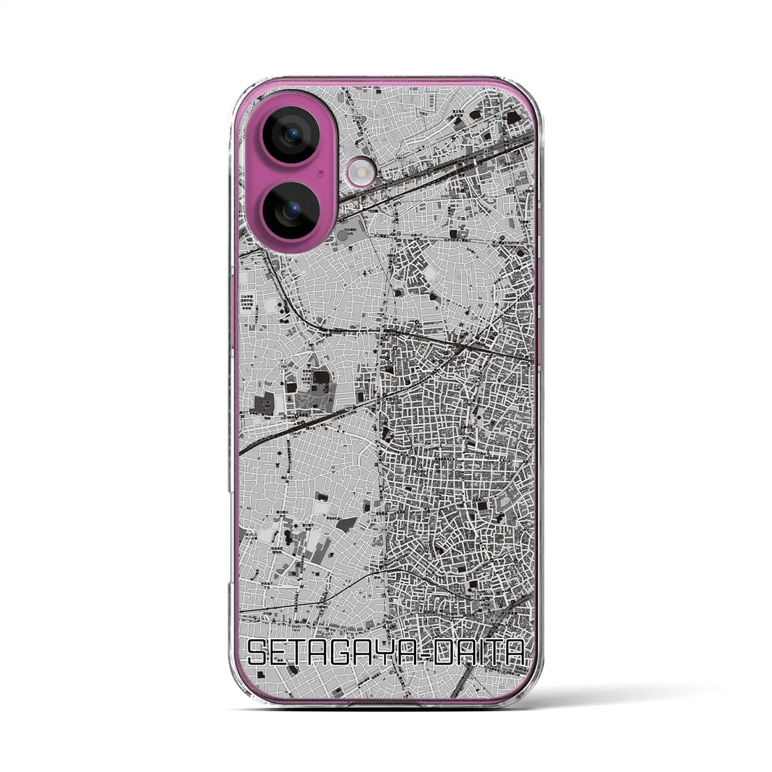 【世田谷代田（東京都）】地図柄iPhoneケース（クリアタイプ）モノトーン・iPhone 16 Pro 用