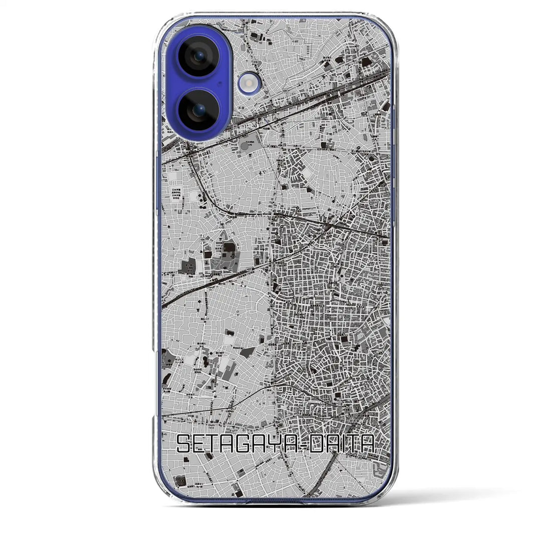 【世田谷代田（東京都）】地図柄iPhoneケース（クリアタイプ）モノトーン・iPhone 16 Pro Max 用