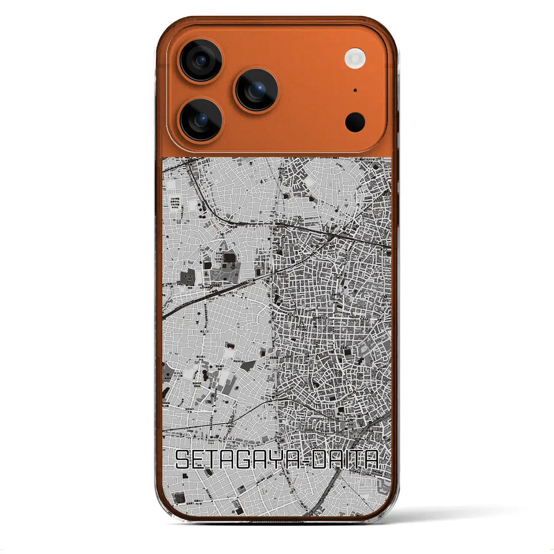 【世田谷代田（東京都）】地図柄iPhoneケース（クリアタイプ）モノトーン・iPhone 17 Pro Max 用