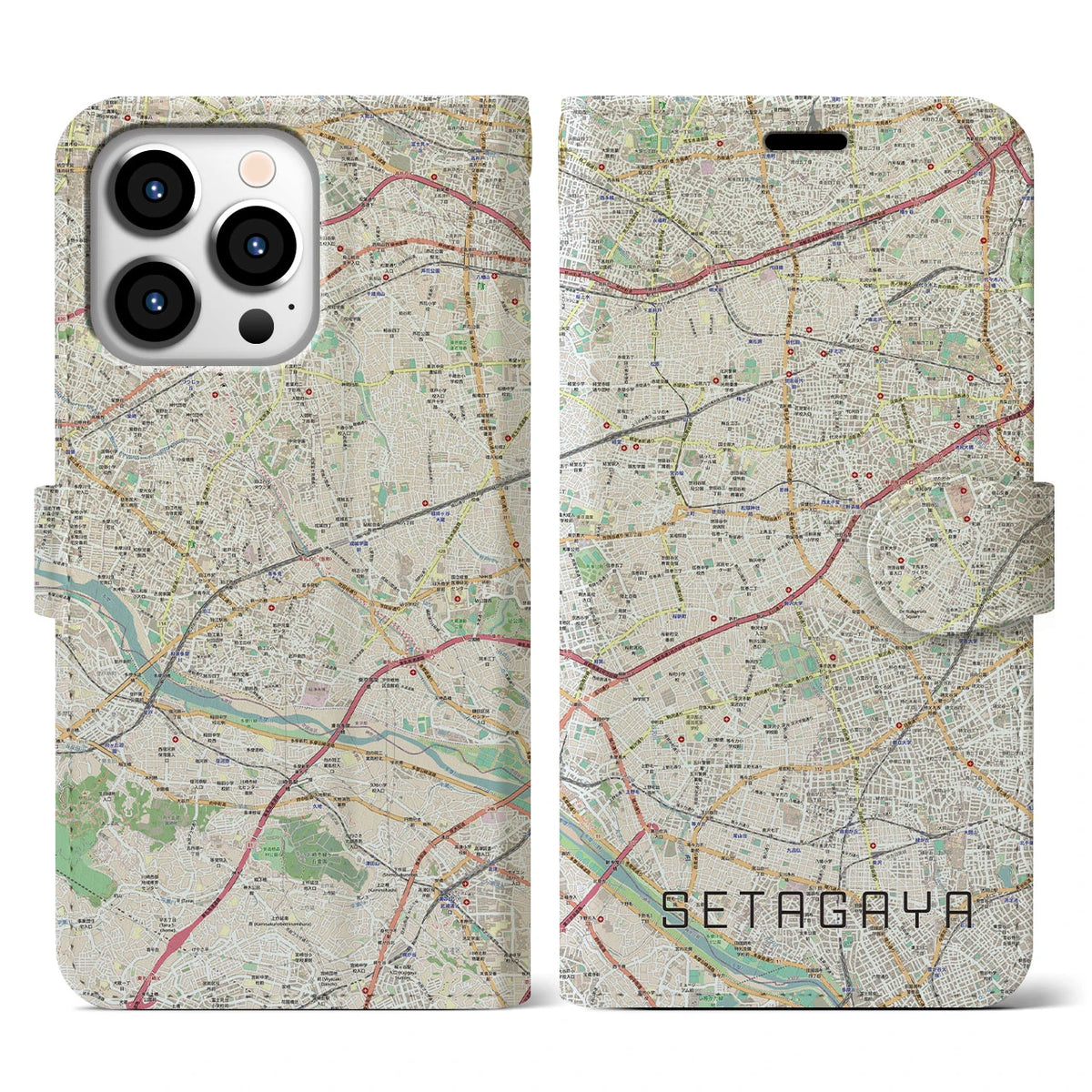 【世田谷2（東京都）】地図柄iPhoneケース（手帳タイプ）