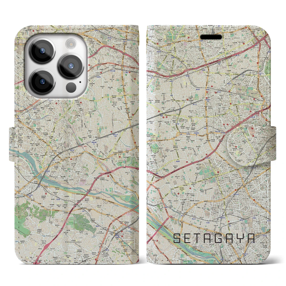 【世田谷2（東京都）】地図柄iPhoneケース（手帳タイプ）