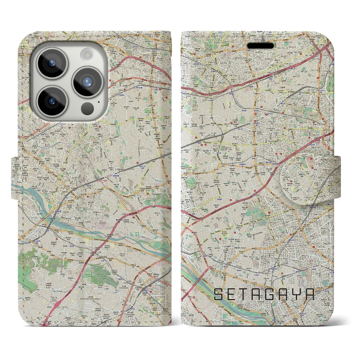 【世田谷2（東京都）】地図柄iPhoneケース（手帳タイプ）