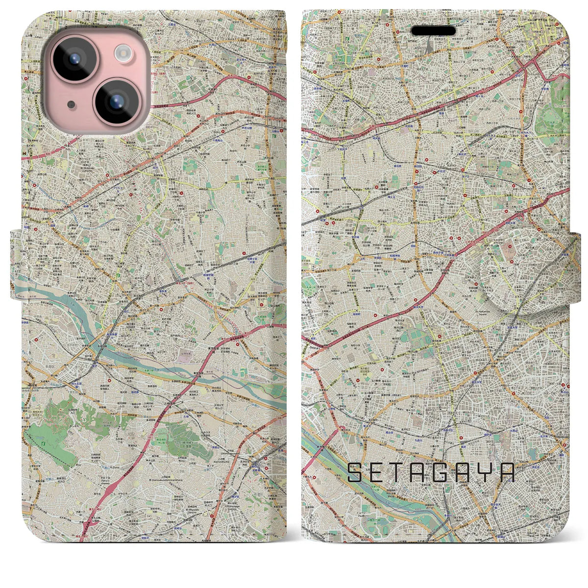 【世田谷2（東京都）】地図柄iPhoneケース（手帳タイプ）