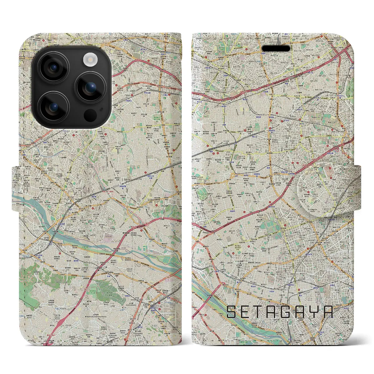 【世田谷2（東京都）】地図柄iPhoneケース（手帳タイプ）