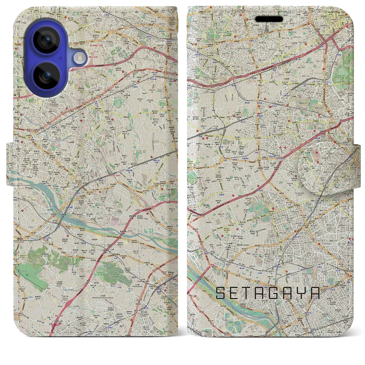 【世田谷2（東京都）】地図柄iPhoneケース（手帳タイプ）