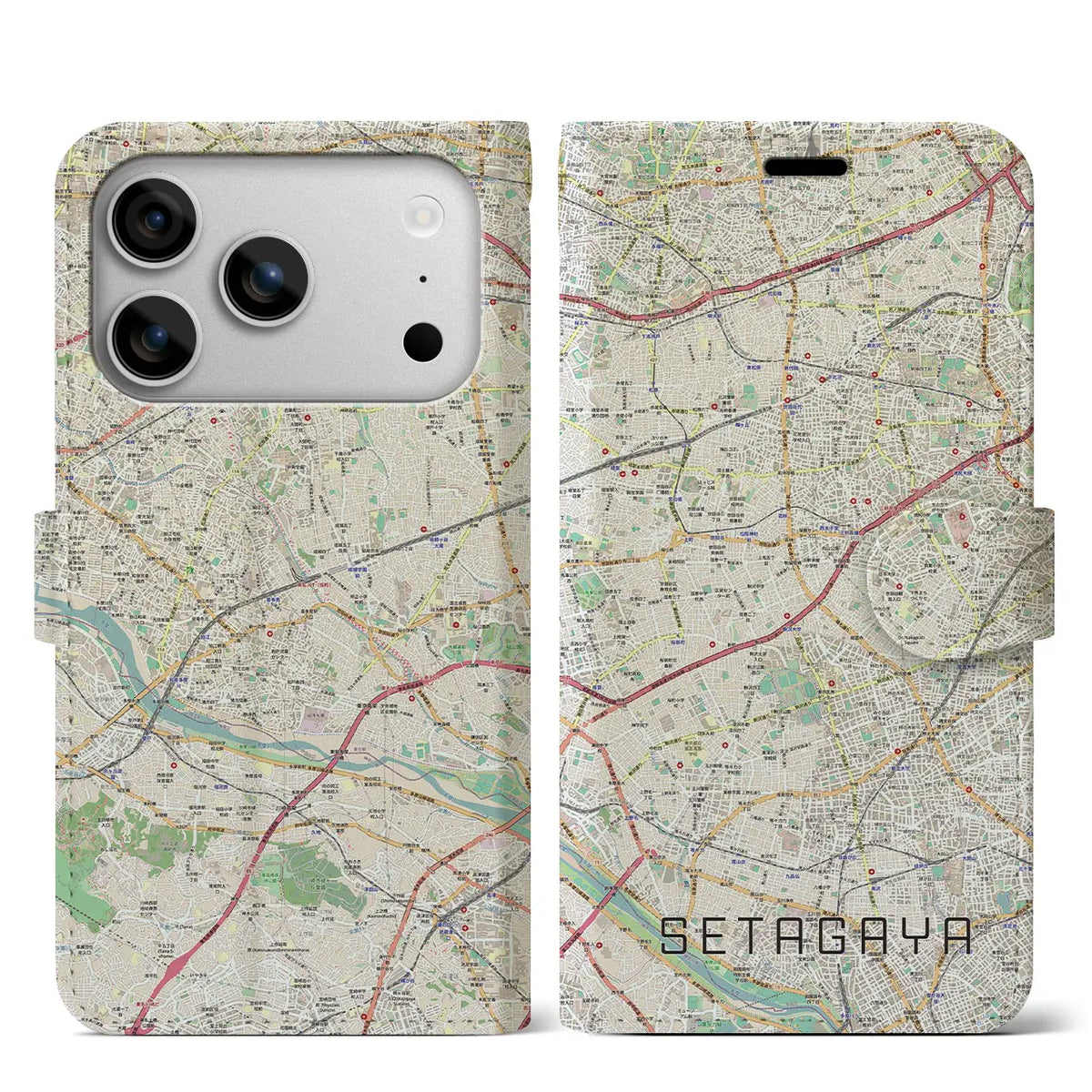 【世田谷2（東京都）】地図柄iPhoneケース（手帳タイプ）