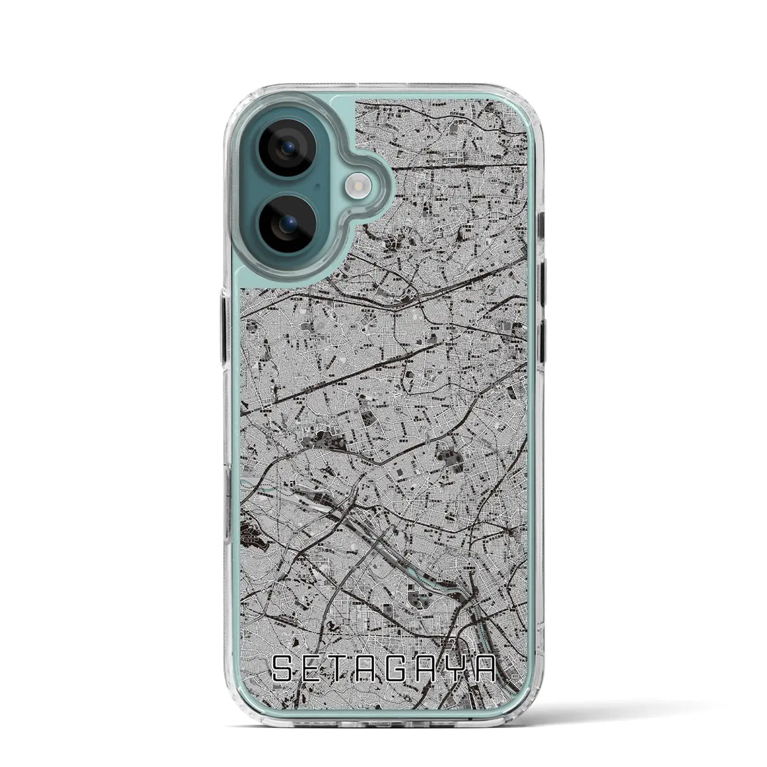 【世田谷2（東京都）】地図柄iPhoneケース（MagSafeタイプ）モノトーン・iPhone 16 Pro 用