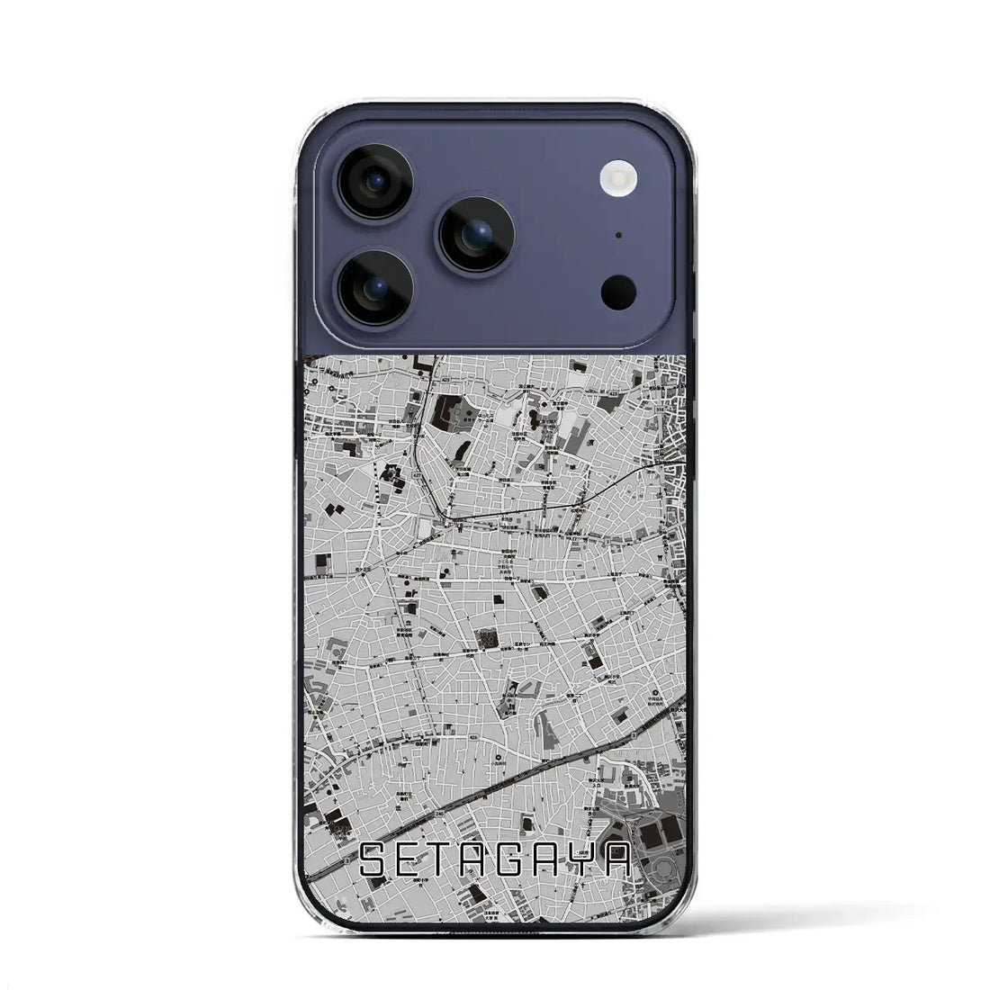 【世田谷(東京都)】地図柄iPhoneケース(クリアタイプ)モノトーン・iPhone 17 Pro Max 用
