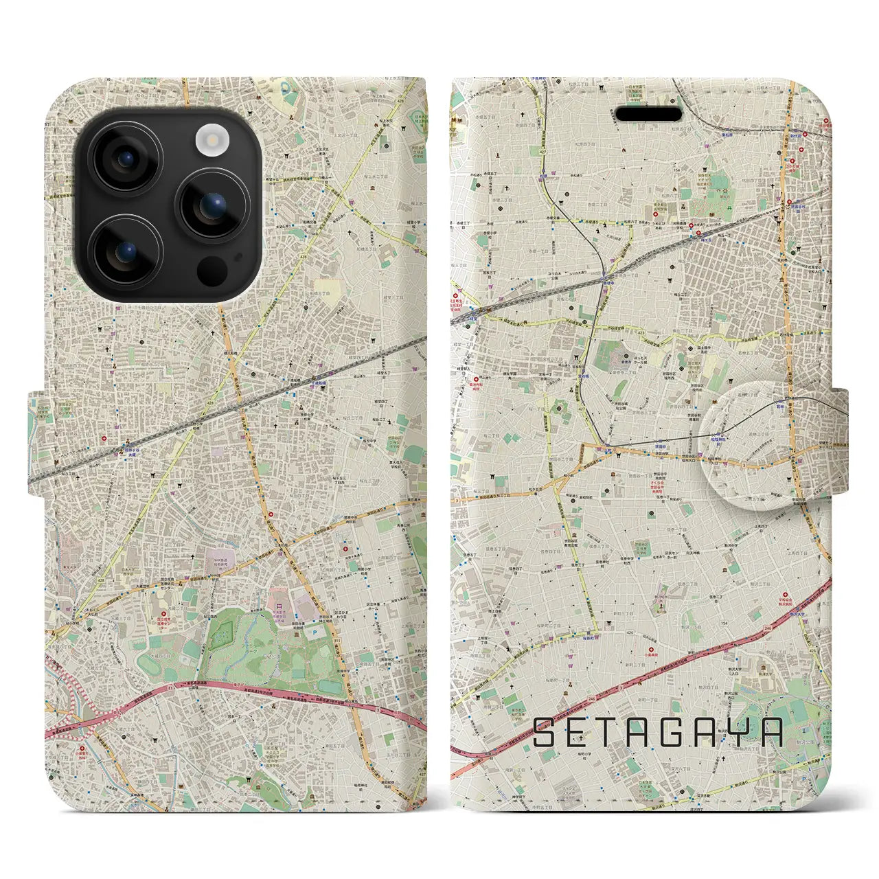 【世田谷（東京都）】地図柄iPhoneケース（手帳タイプ）