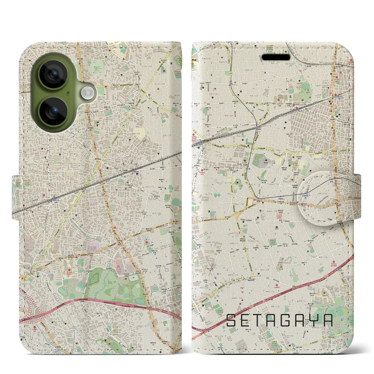 【世田谷（東京都）】地図柄iPhoneケース（手帳タイプ）