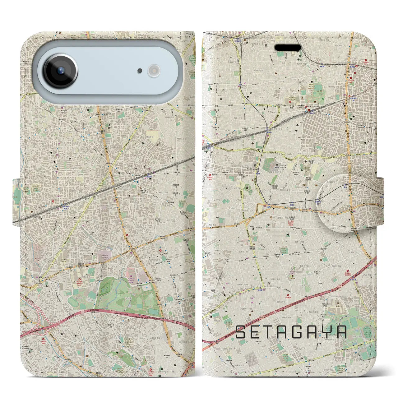 【世田谷（東京都）】地図柄iPhoneケース（手帳タイプ）