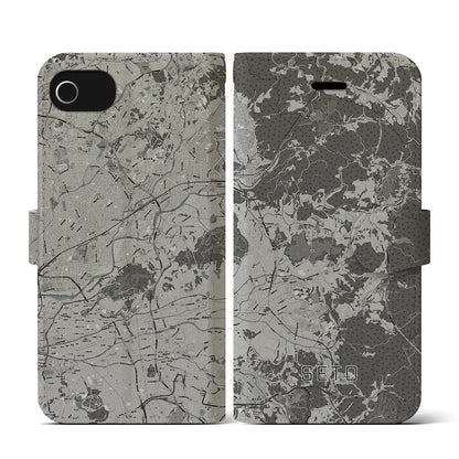 【瀬戸（愛知県）】地図柄iPhoneケース（手帳タイプ）モノトーン・iPhone SE（第3 / 第2世代） / 8 / 7 / 6s / 6 用