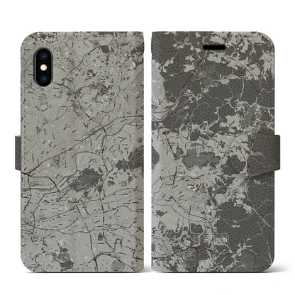 【瀬戸（愛知県）】地図柄iPhoneケース（手帳タイプ）モノトーン・iPhone XS / X 用