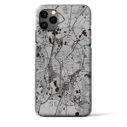 【セビリア（スペイン）】地図柄iPhoneケース（クリアタイプ）モノトーン・iPhone 11 Pro Max 用