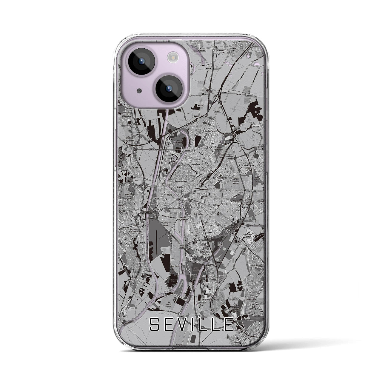 【セビリア（スペイン）】地図柄iPhoneケース（クリアタイプ）