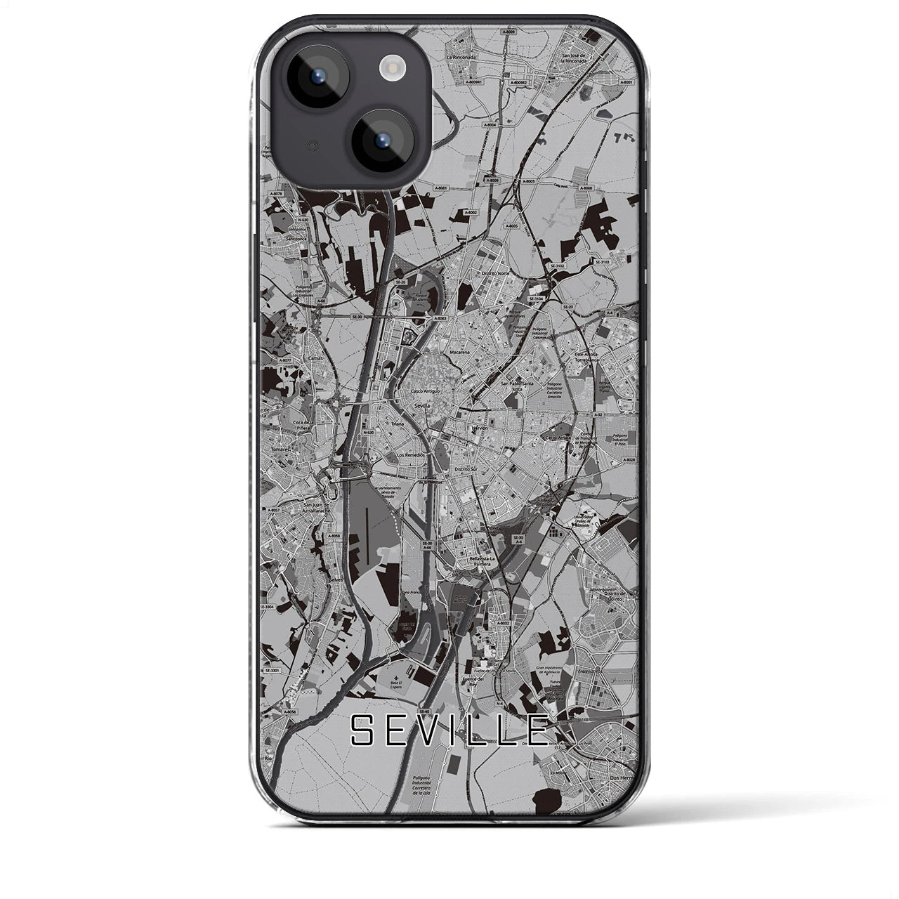 【セビリア（スペイン）】地図柄iPhoneケース（クリアタイプ）