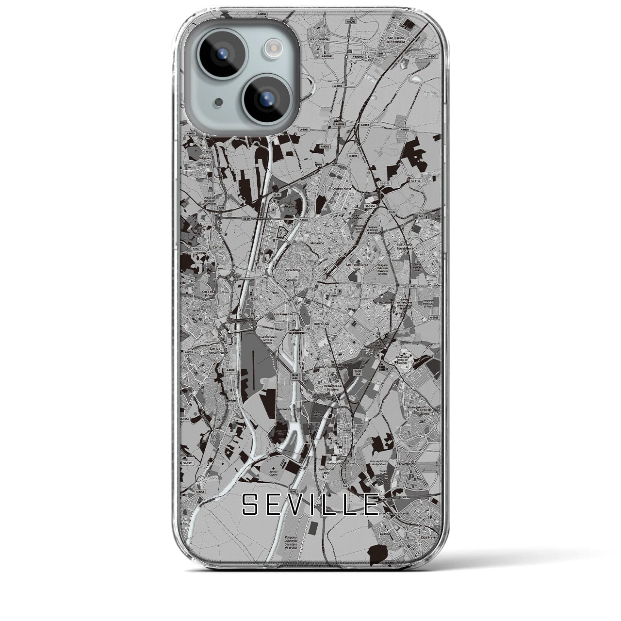 【セビリア（スペイン）】地図柄iPhoneケース（クリアタイプ）