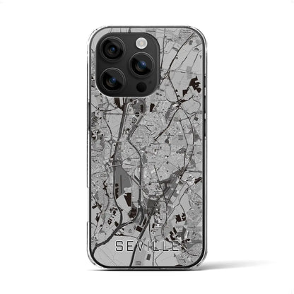 【セビリア（スペイン）】地図柄iPhoneケース（クリアタイプ）モノトーン・iPhone 16 用