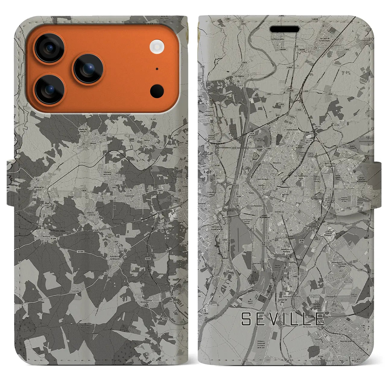 【セビリア（スペイン）】地図柄iPhoneケース（手帳タイプ）