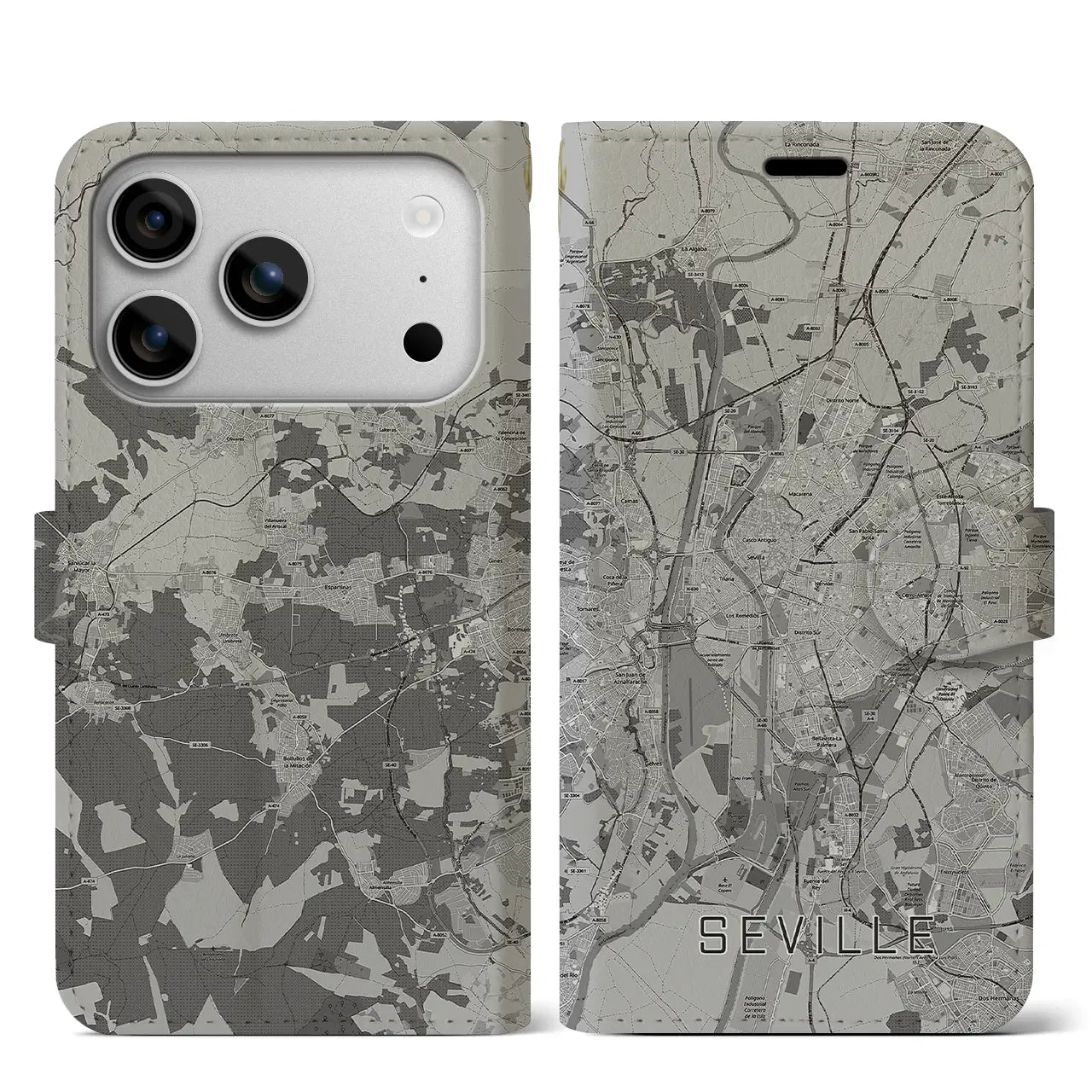 【セビリア（スペイン）】地図柄iPhoneケース（手帳タイプ）