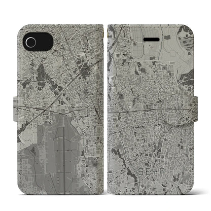【瀬谷（神奈川県）】地図柄iPhoneケース（手帳タイプ）モノトーン・iPhone SE（第3 / 第2世代） / 8 / 7 / 6s / 6 用