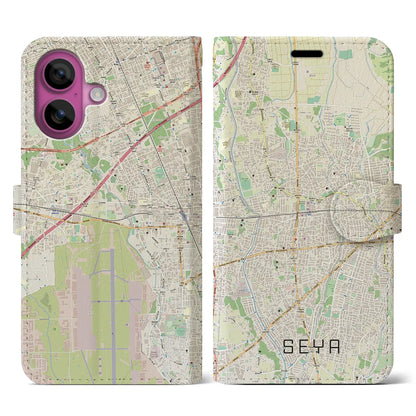 【瀬谷（神奈川県）】地図柄iPhoneケース（手帳タイプ）ナチュラル・iPhone 16 Pro 用