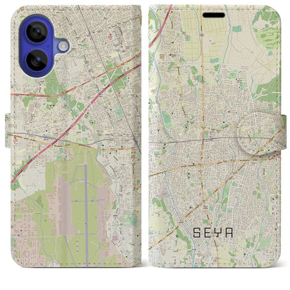 【瀬谷（神奈川県）】地図柄iPhoneケース（手帳タイプ）ナチュラル・iPhone 16 Pro Max 用