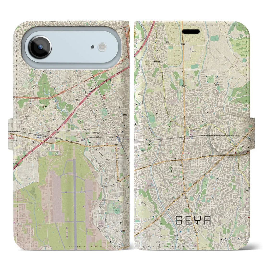 【瀬谷(神奈川県)】地図柄iPhoneケース(手帳タイプ)モノトーン・iPhone 17 Pro Max 用