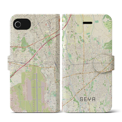 【瀬谷（神奈川県）】地図柄iPhoneケース（手帳タイプ）ナチュラル・iPhone SE（第3 / 第2世代） / 8 / 7 / 6s / 6 用