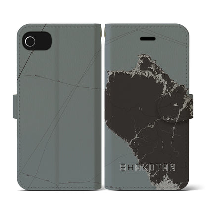 【積丹（北海道）】地図柄iPhoneケース（手帳タイプ）モノトーン・iPhone SE（第3 / 第2世代） / 8 / 7 / 6s / 6 用