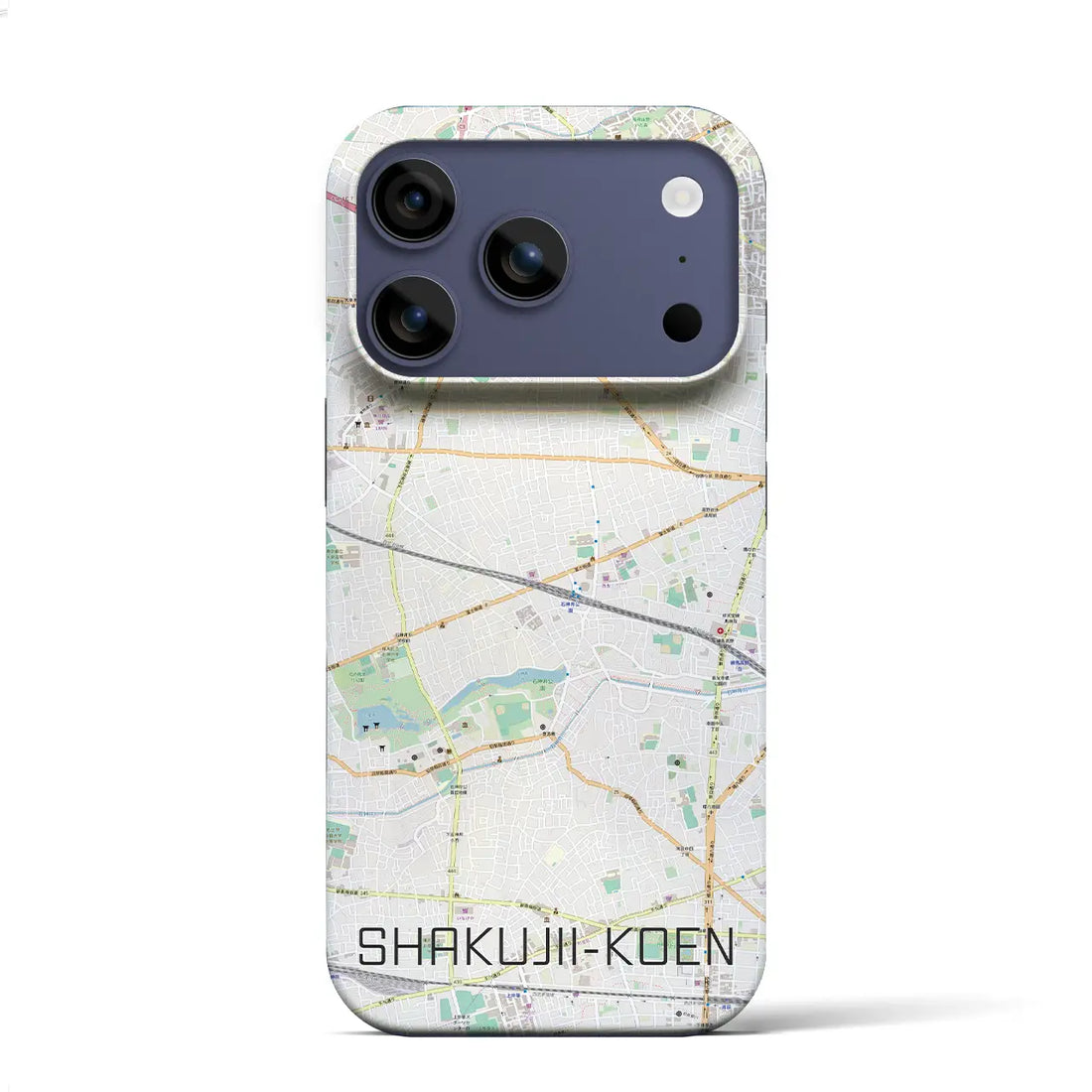 【石神井公園（東京都）】地図柄iPhoneケース（バックカバータイプ）ブラック・iPhone 17 Pro Max 用