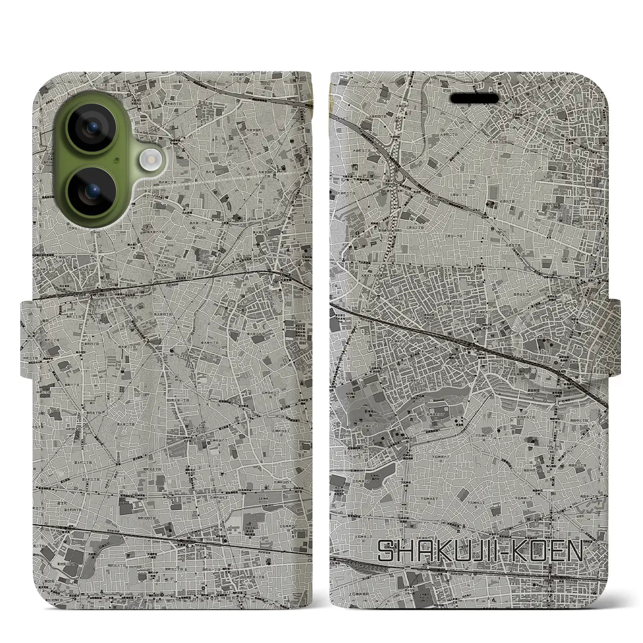 【石神井公園（東京都）】地図柄iPhoneケース（手帳タイプ）