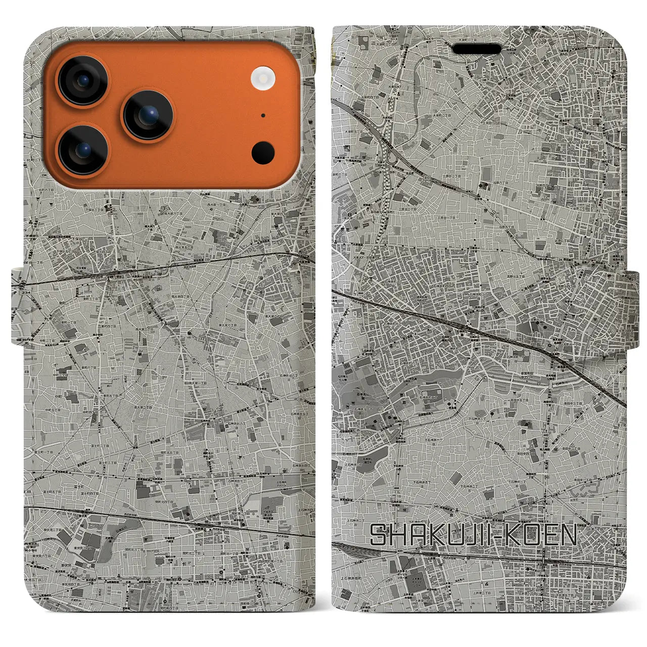 【石神井公園（東京都）】地図柄iPhoneケース（手帳タイプ）