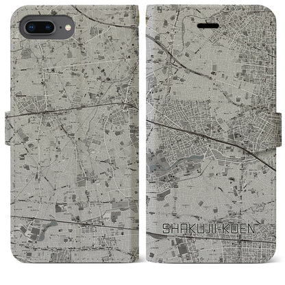 【石神井公園（東京都）】地図柄iPhoneケース（手帳タイプ）モノトーン・iPhone 8Plus /7Plus / 6sPlus / 6Plus 用