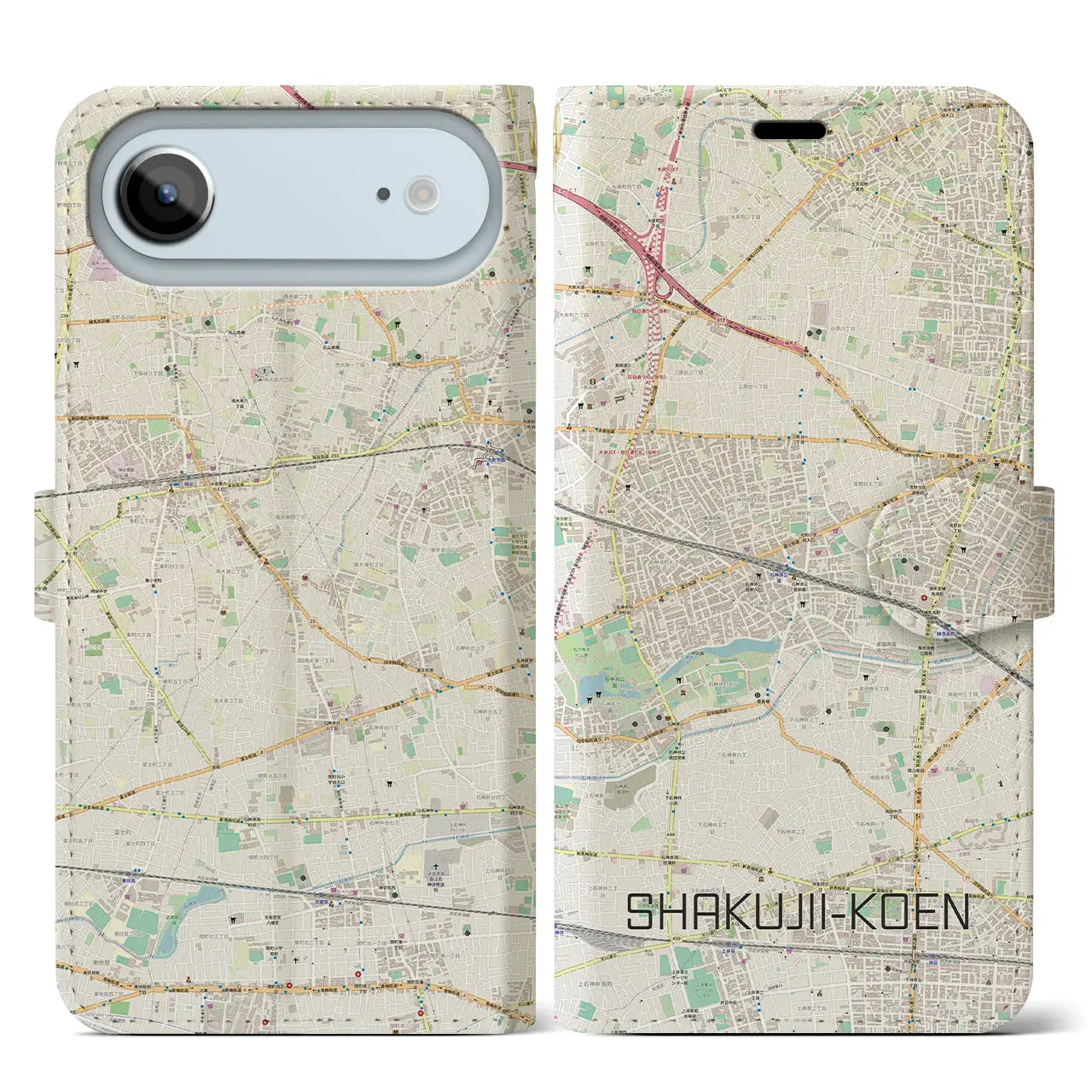 【石神井公園（東京都）】地図柄iPhoneケース（手帳タイプ）